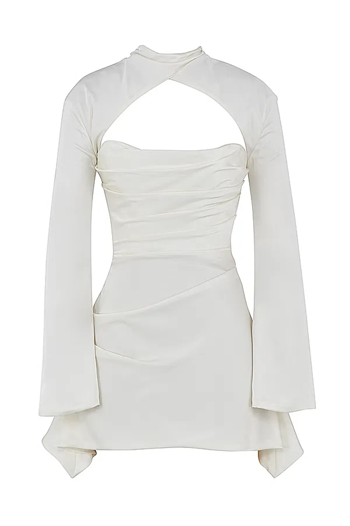House of CB Toira Draped Corset Mini Dress White Size 8 - Image 5