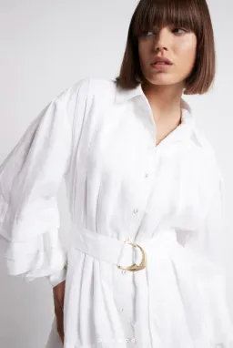 Aje Recurrence Belted Smock Dress White Size 10 / M for rent on The Volte - image 5