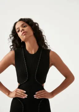 AJE Arp Cut Out Midi Dress Black Size S / Au 8 for rent on The Volte - image 3