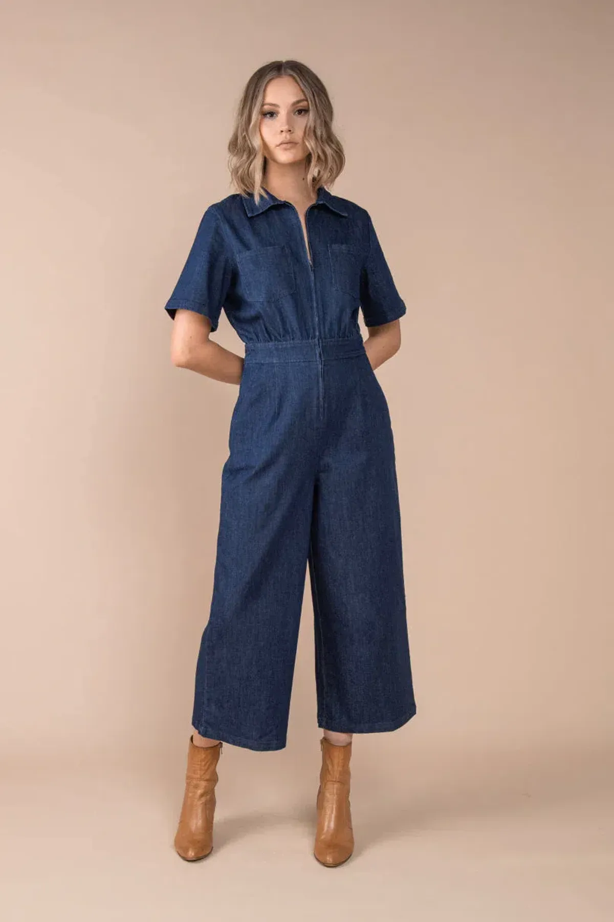 Frock Me Out Denim Freestyler Jumpsuit Dark Indigo Size 18 - Image 1