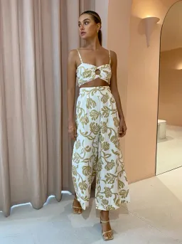 Faithfull the Brand Malta Pant & Liberta Crop Top Set in Ensola Print Size 6 for rent on The Volte - image 3