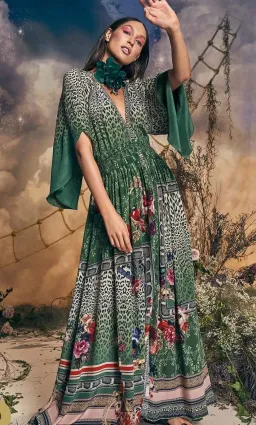Camilla Tales of Time Long Dress with Smocked Waist Print Size S / Au 10  for rent on The Volte - image 3
