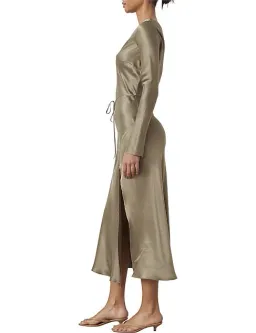 Bec & Bridge Classic Silk Asym Midi Dress Khaki Size 8 for rent on The Volte - image 3