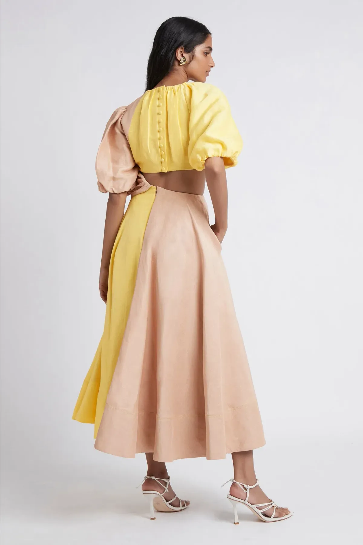 Aje Caliente Two Tone Puff Sleeve Dress Size 12 - Image 3