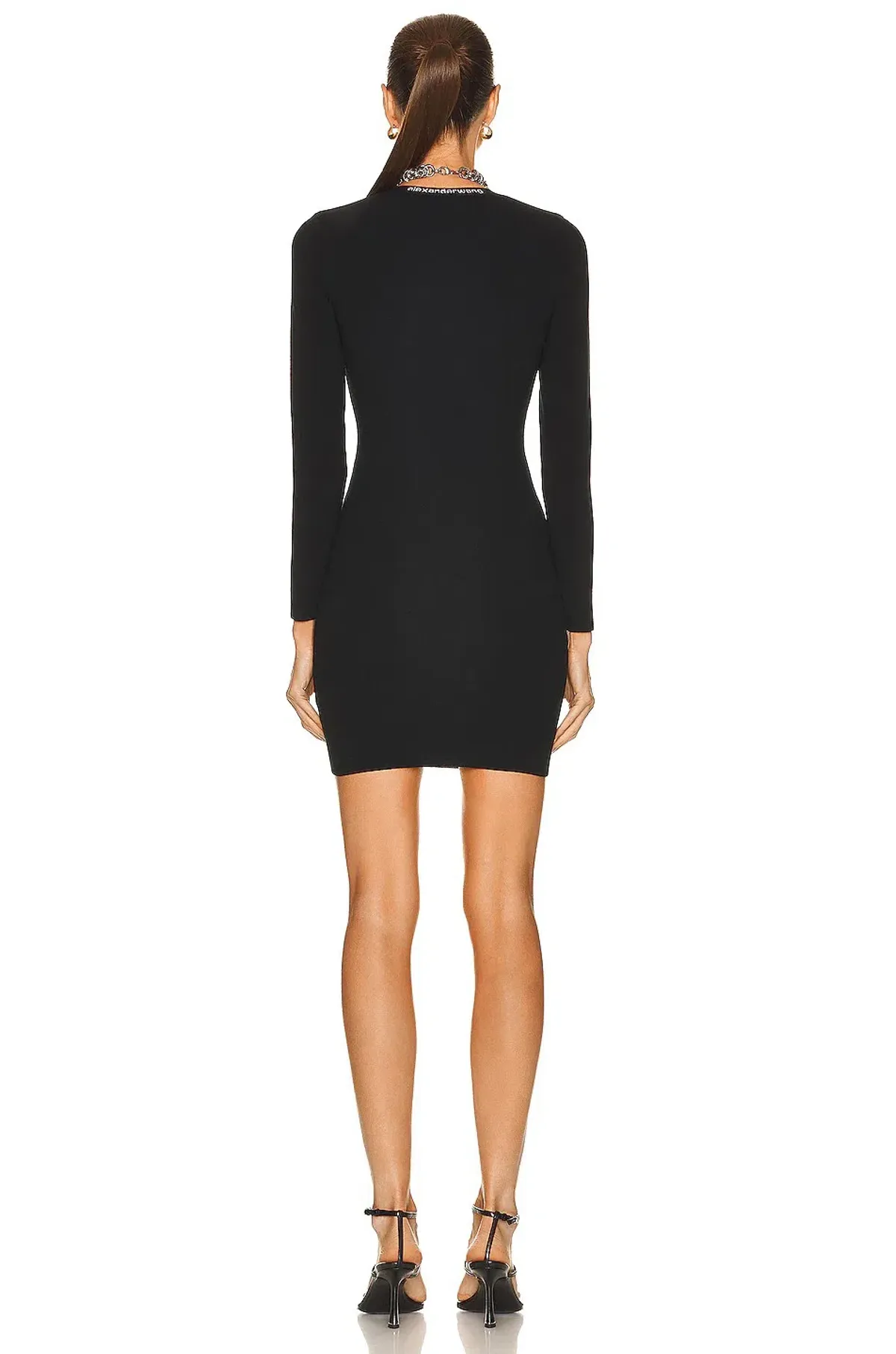 Alexander Wang Logo Bodycon Scoop Neck Mini Dress Black Size S - Image 3