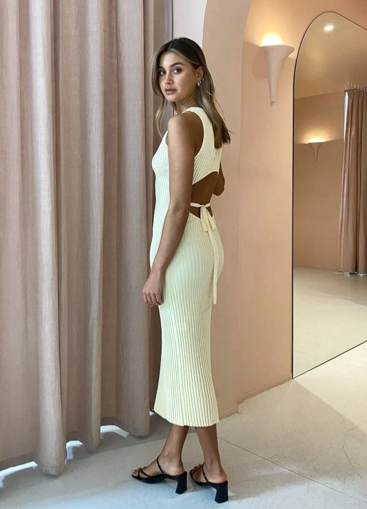 Bec & Bridge Lyla Knit Dress in Butter Size 10 - Image 2