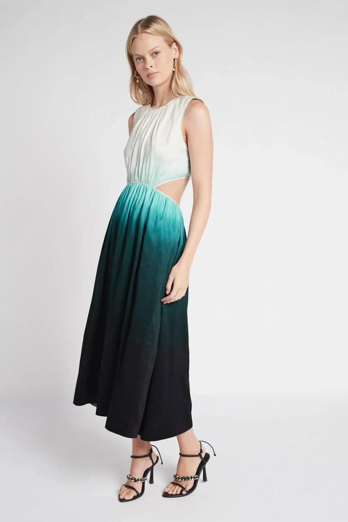 AJE Cosmos Cut Out Midi Dress Teal Ombre Size 12 - Image 3