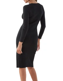 By Johnny Double Ribbed Shine Midi Dress Black Size 6 for rent on The Volte - image 2