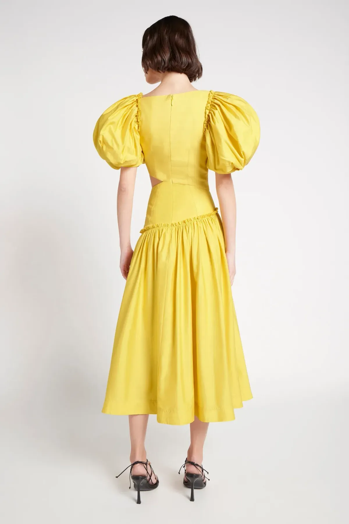 Aje Chateau Cut Out Midi Dress Sun Shower Yellow Size 10 - Image 3