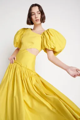 Aje Chateau Cut Out Midi Dress Sun Shower Yellow Size 10  for rent on The Volte - image 2