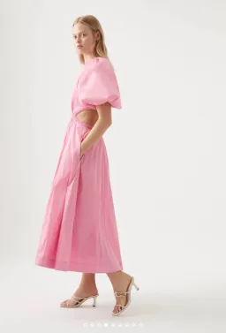 Aje Capucine Puff Sleeve Midi Dress Pink Size 6 / XS for rent on The Volte - image 2