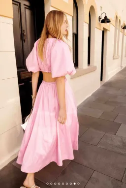 Aje Capucine Puff Sleeve Midi Dress Pink Size 6 / XS for rent on The Volte - image 8