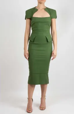 Roland Mouret Galaxy wiggle dress size UK 14 black stripe cottpn/lycra  for rent on The Volte - image 1