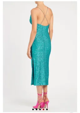 Rebecca Vallance Missing Hours Midi Dress Turquoise Size 8 for rent on The Volte - image 2