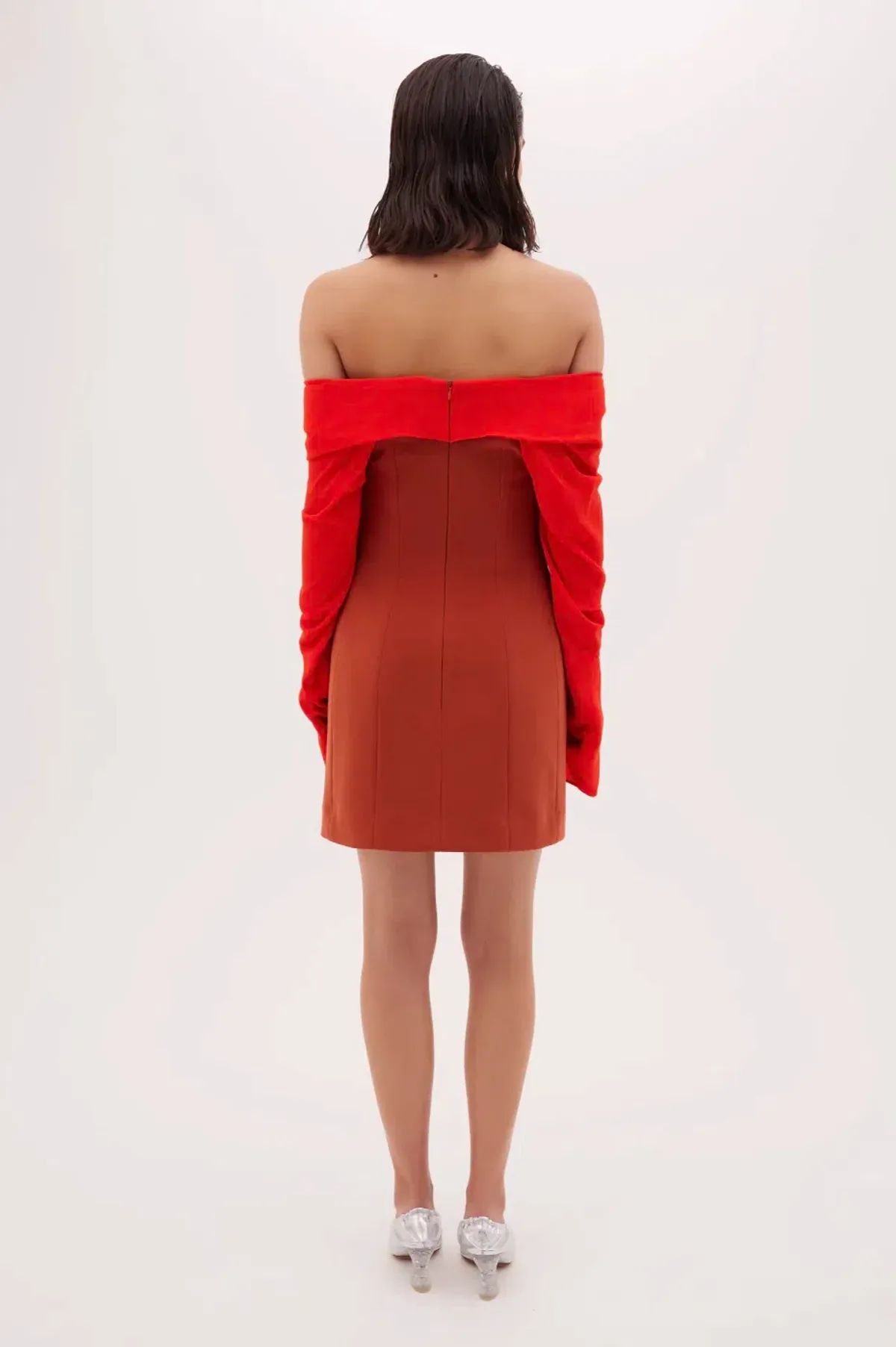 Bianca Spender Crepe Jean Dress Brick Red Size 12 - Image 2