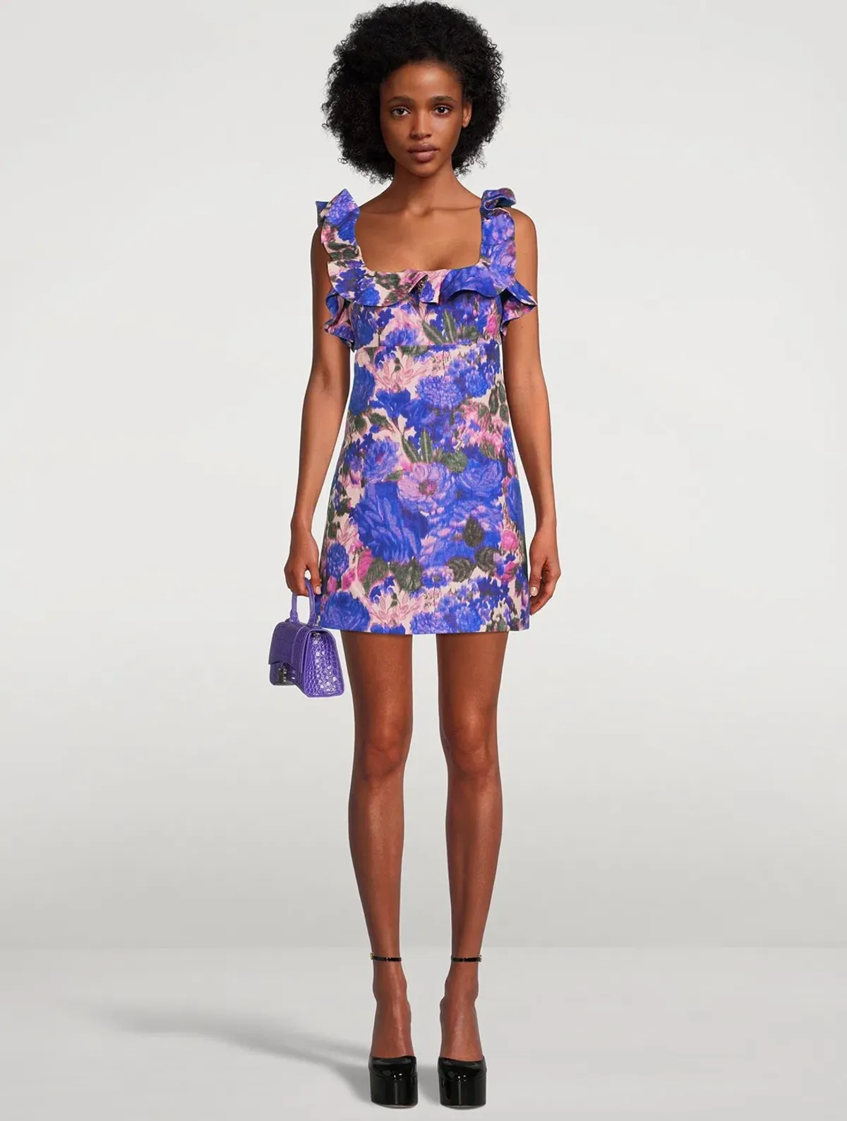Zimmermann High Tide Frilled Mini Dress Purple Ikat Floral Size 1 / 10 - Image 3
