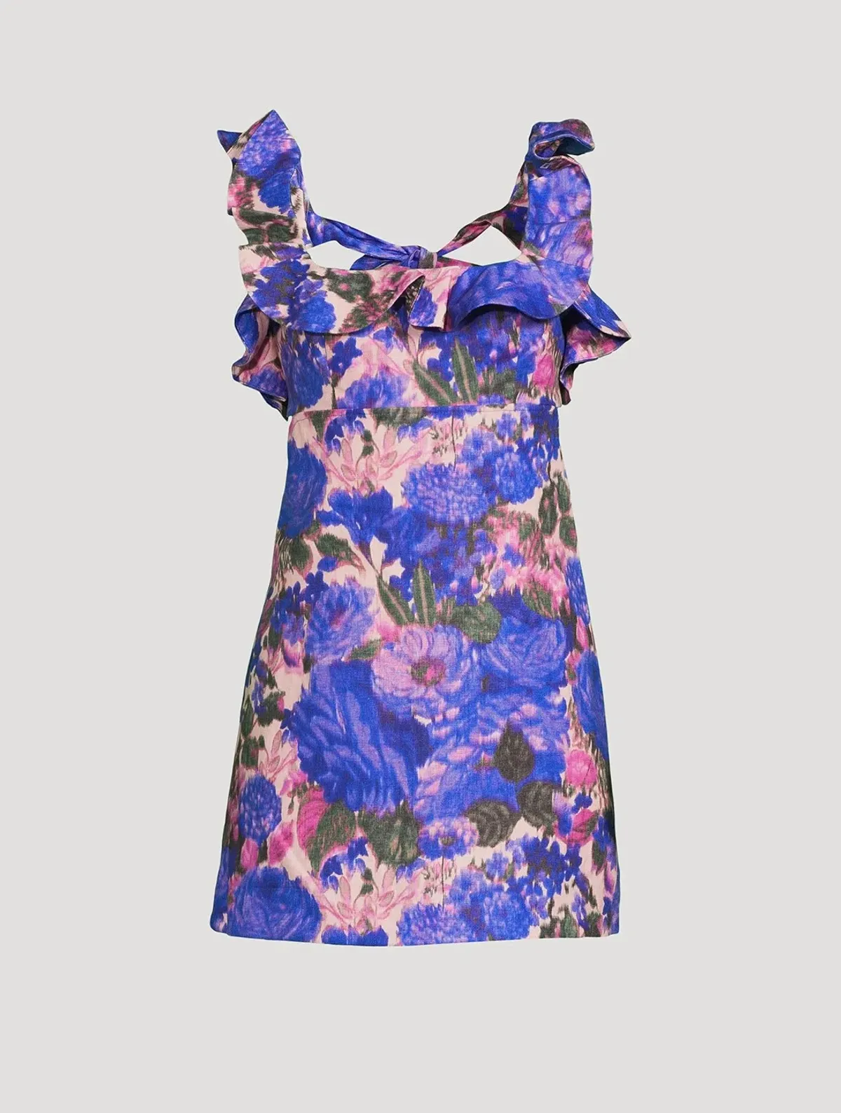 Zimmermann High Tide Frilled Mini Dress Purple Ikat Floral Size 1 / 10 - Image 5