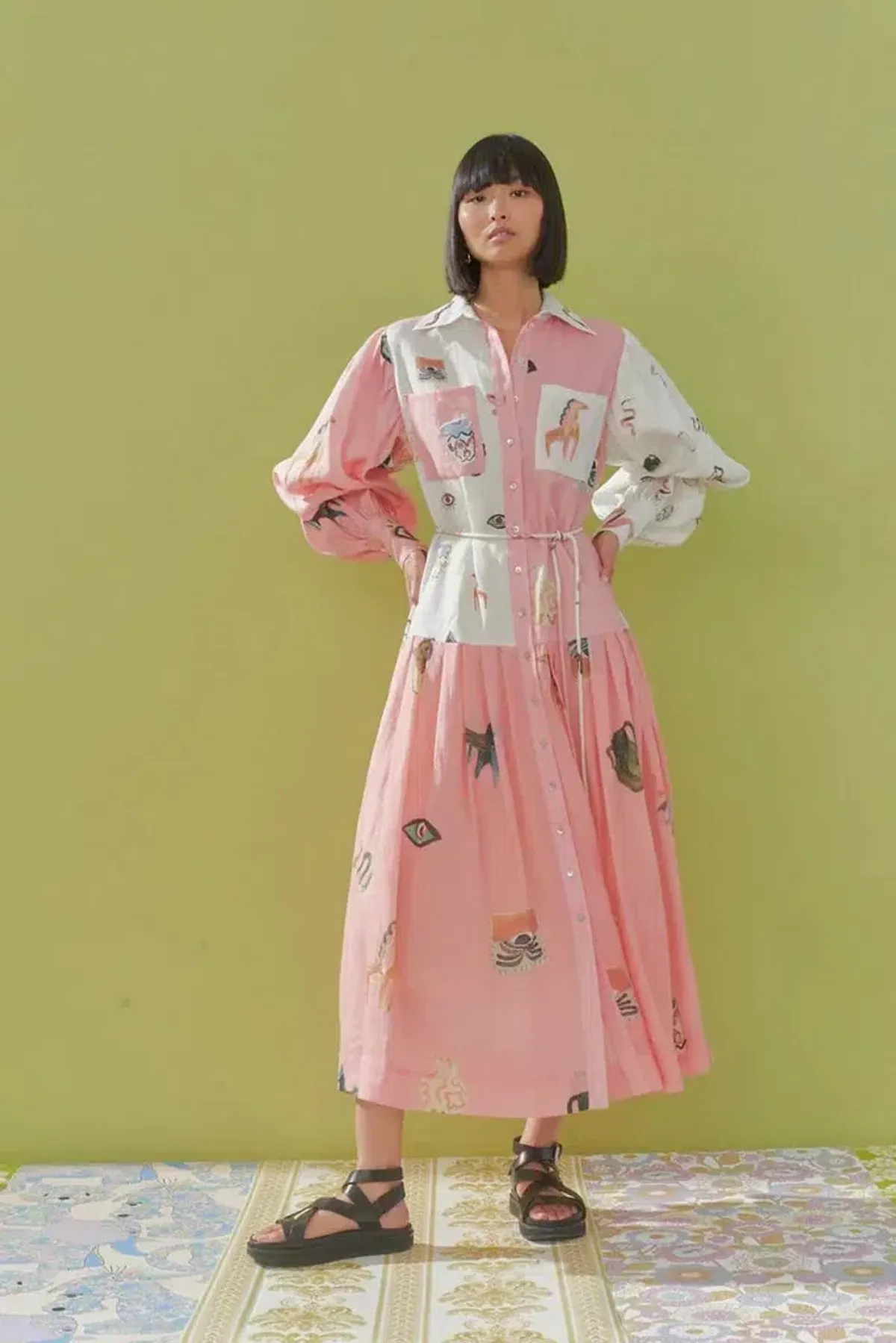 Alemais Cleo Patchwork Shirt Dress Print Size AU 10 - Image 1