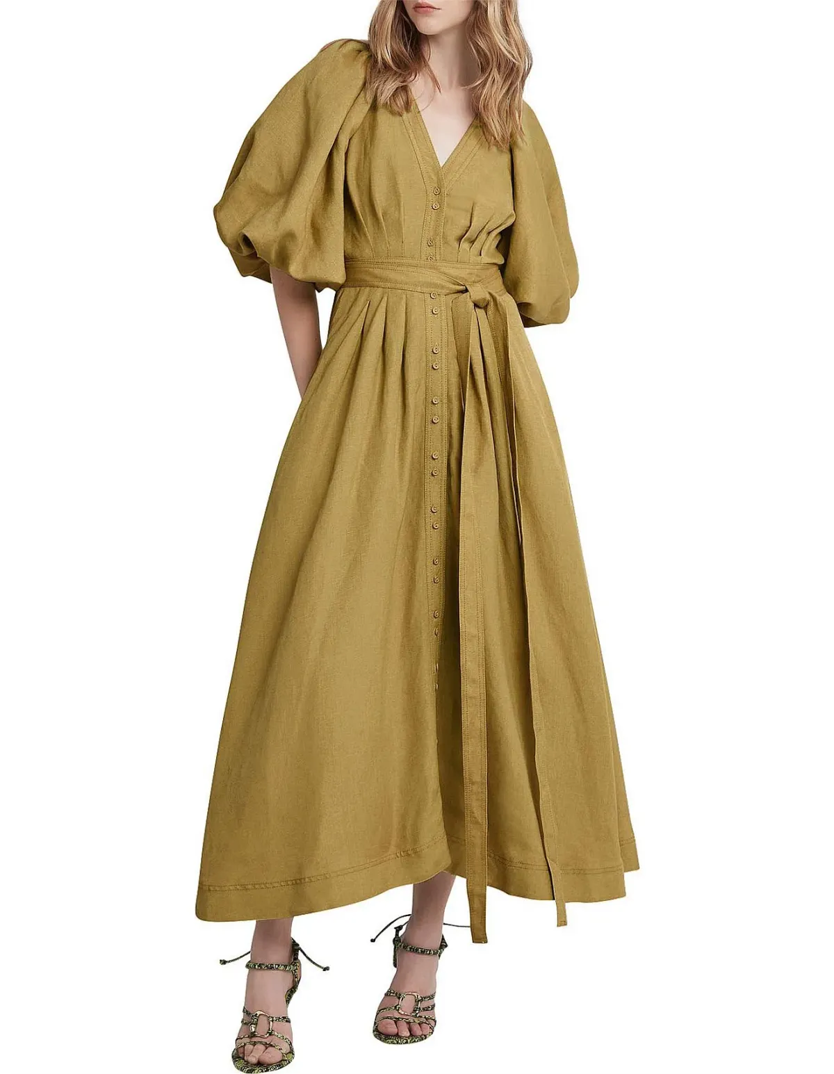 Aje Evermore Dress Olive Green Size 8 - Image 1