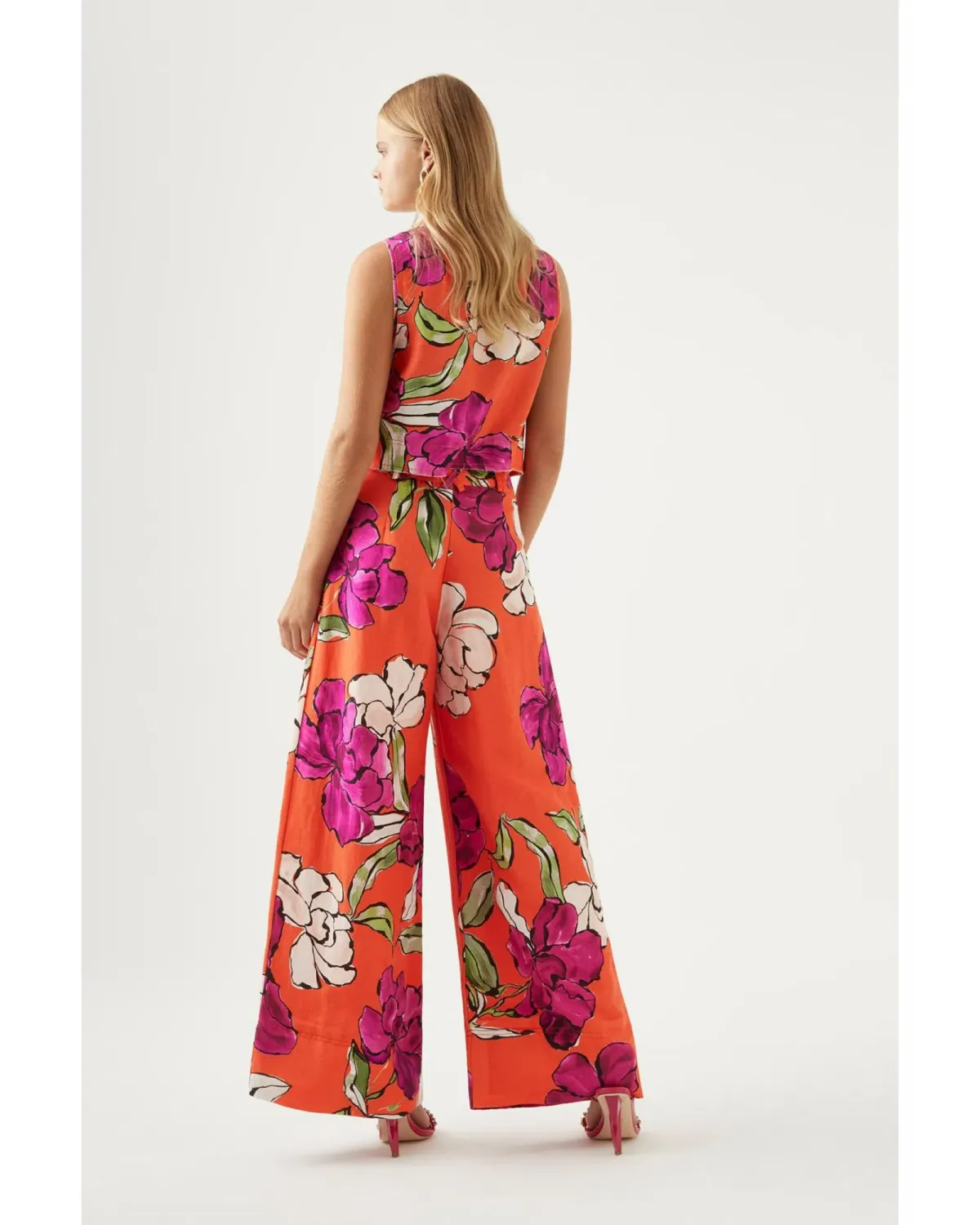 Aje Dazzling Floral Wide Leg Pant in Vivid Camellia Size XL / AU 14  - Image 5