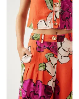 Aje Dazzling Floral Wide Leg Pant in Vivid Camellia Size XL / AU 14  for rent on The Volte - image 4