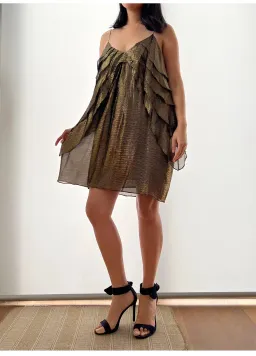 Zimmermann Metallic Frill Dress Gold Size 2 / Au 12  for rent on The Volte - image 2
