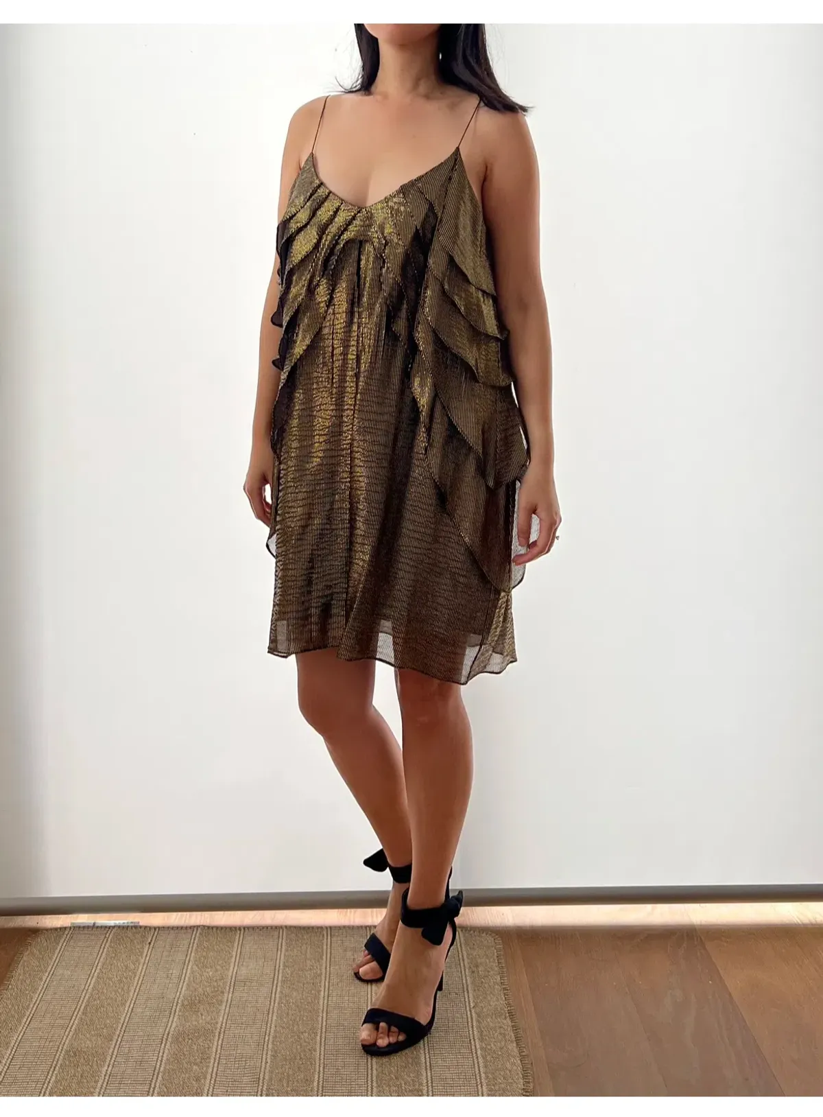 Zimmermann Metallic Frill Dress Gold Size 2 / Au 12 - Image 1