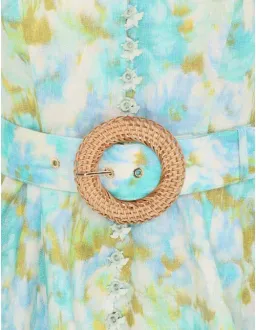 Zimmermann The High Tide Buttoned Mini in Aqua Ikat Floral Size 1 / Au 10  for rent on The Volte - image 3