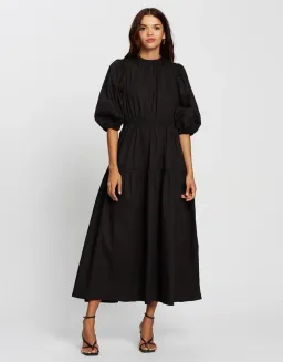 Aere Organic Cotton Poplin Midi Dress Black Size 8 for rent on The Volte - image 1