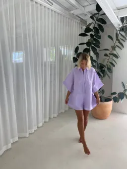 Coco Willow Rae Linen Playsuit in Lavender Size 8 for rent on The Volte - image 2