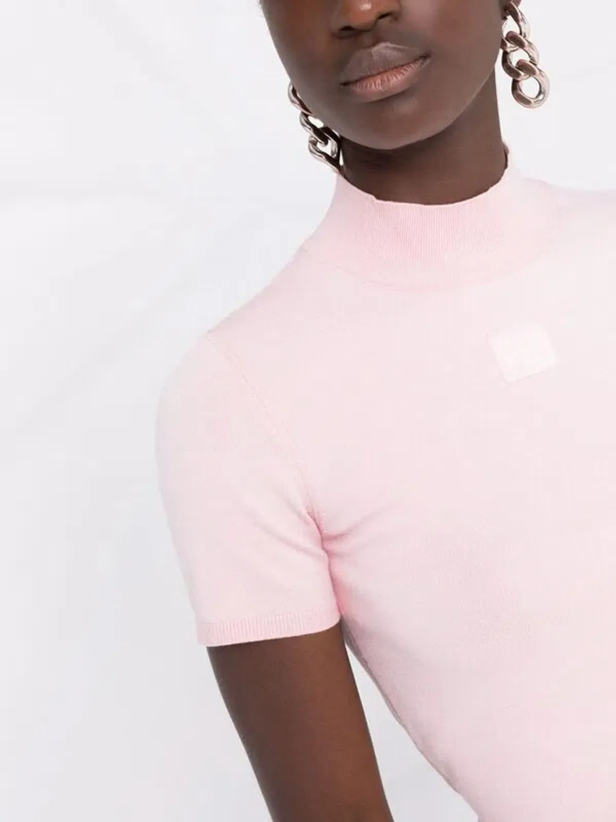 Alexander Wang logo print mock neck T-Shirt Pink Size 8 - Image 2
