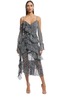Asilio Animal Print Ruffle Dress Print Size 6 for rent on The Volte - image 1