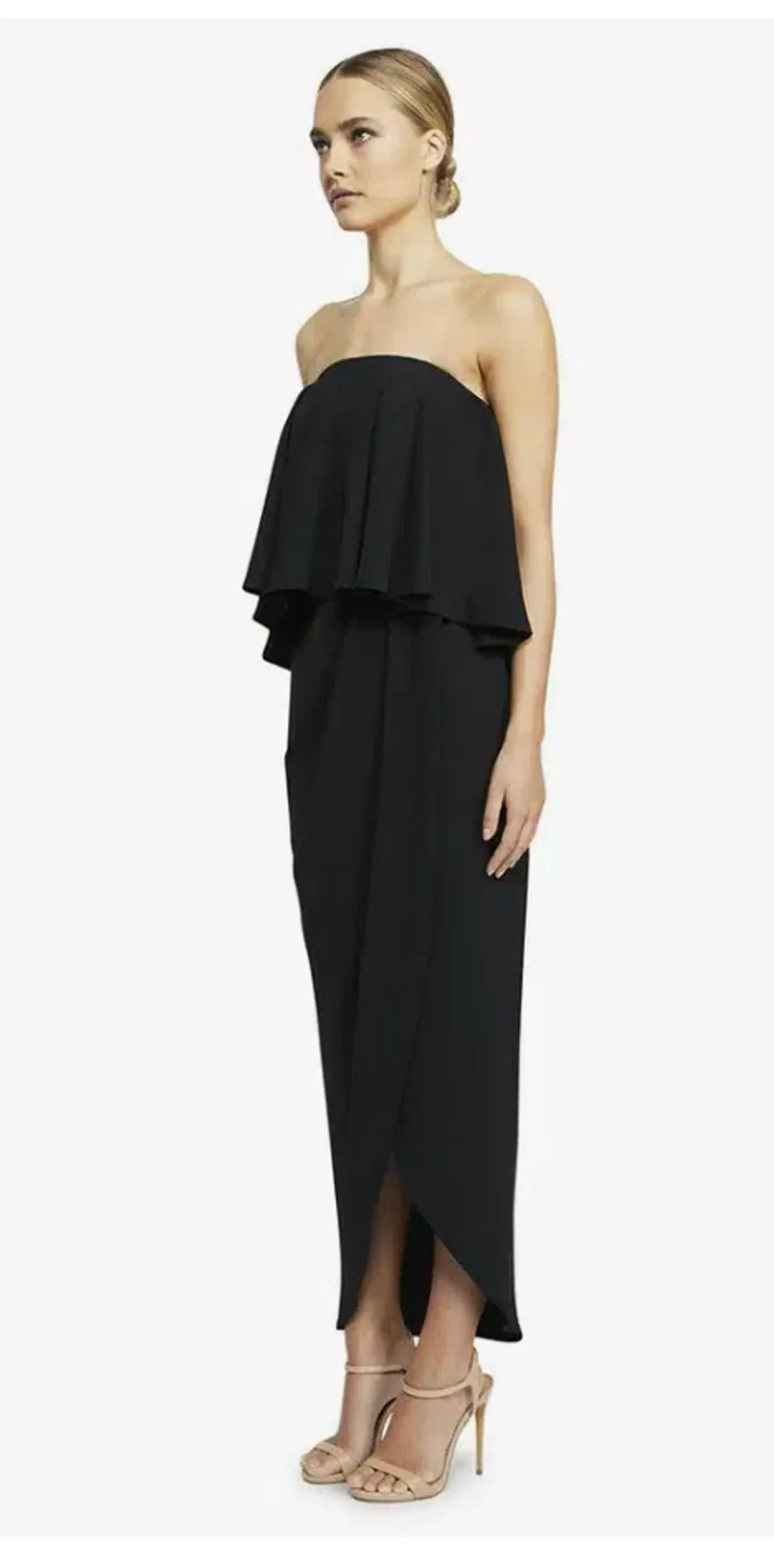 Shona Joy Strapless Frill Maxi Dress Size 8 - Image 3