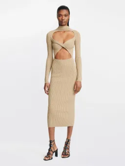 Dion lee Stripe Rib Twist Dress Beige Size 6 / XS for rent on The Volte - image 2