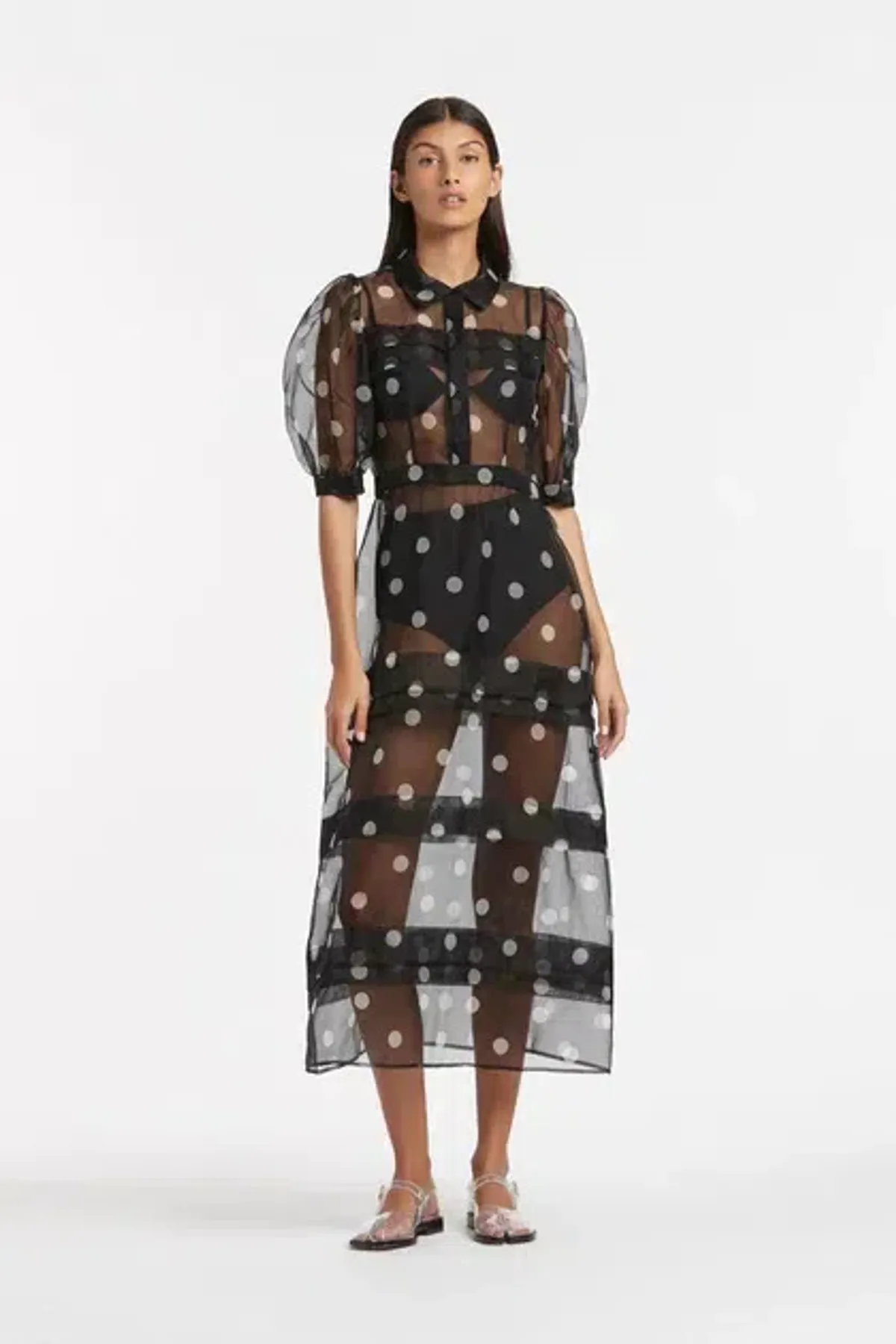 Sir the Label Margot Tiered Midi Dress Black Size AU 8  - Image 1
