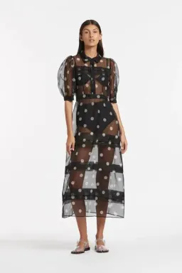 Sir the Label Margot Tiered Midi Dress Black Size AU 8  for rent on The Volte - image 1