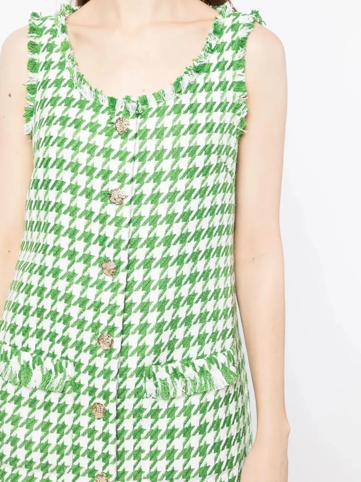 Leo Lin Blair Tweed Mini Dress in Emerald Size 8 - Image 4
