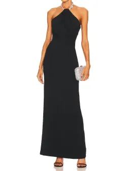 Solace London Riva Crystal Maxi Dress Black Size 8 for rent on The Volte - image 1