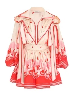 Zimmermann High Tide Billow Mini Dress Red Print Size 0P / Au 6 for rent on The Volte - image 2