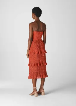 Whistles Mini Pleated Leopard Dress Red Print size 10 for rent on The Volte - image 2