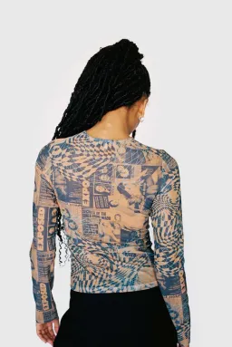 Miaou Wanted Long Sleeve Tee Print Size XS/Au 6 for rent on The Volte - image 2