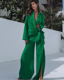 Chic Le Frique Abeni Linen Set Green Size 8  for rent on The Volte - image 1
