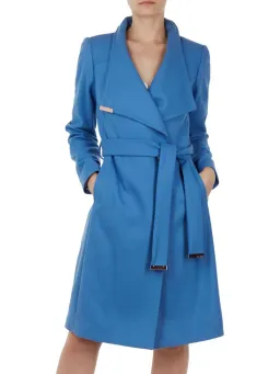 Ted Baker Sandra Wool Blend Wrap Coat Mid Blue Size 1 / Au 8 for rent on The Volte - image 2