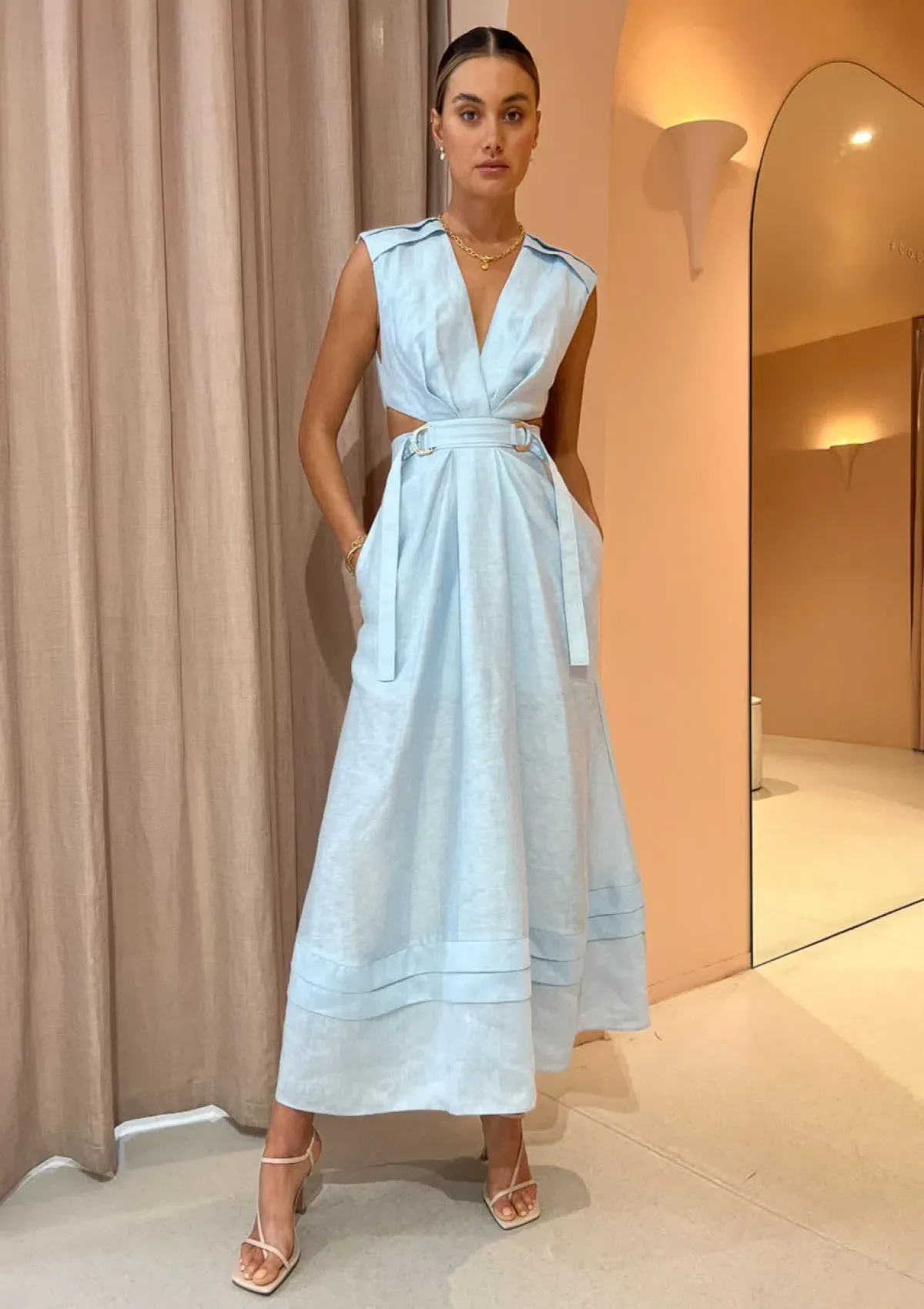 Acler Telford Dress Cloud Blue Size 16 - Image 1