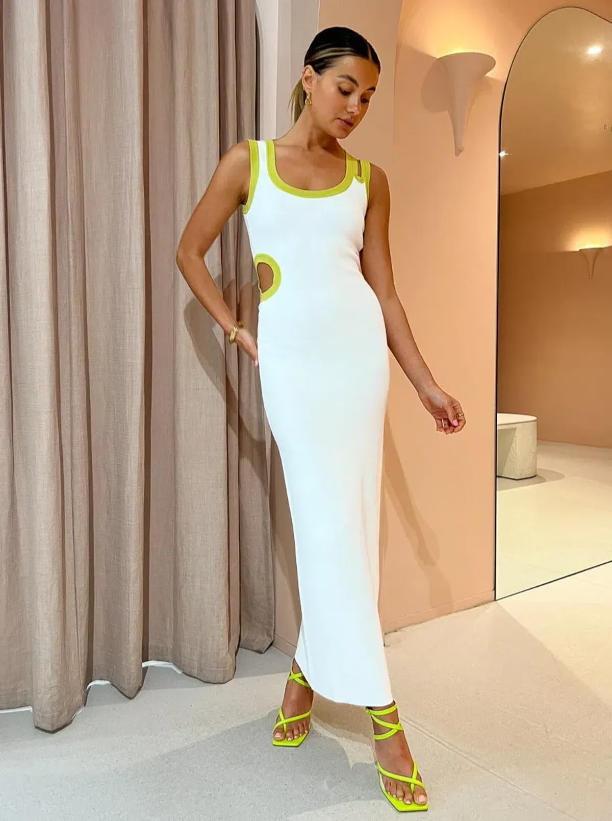 Sir the Label Evalina Cut Out Midi Dress in Citrus Size 0 / Au 6 - Image 1