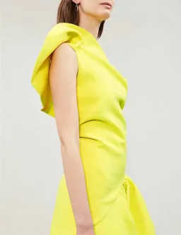Maticevski Enfanta Crepe One Shoulder Mini Dress Yellow Size 12 for rent on The Volte - image 2