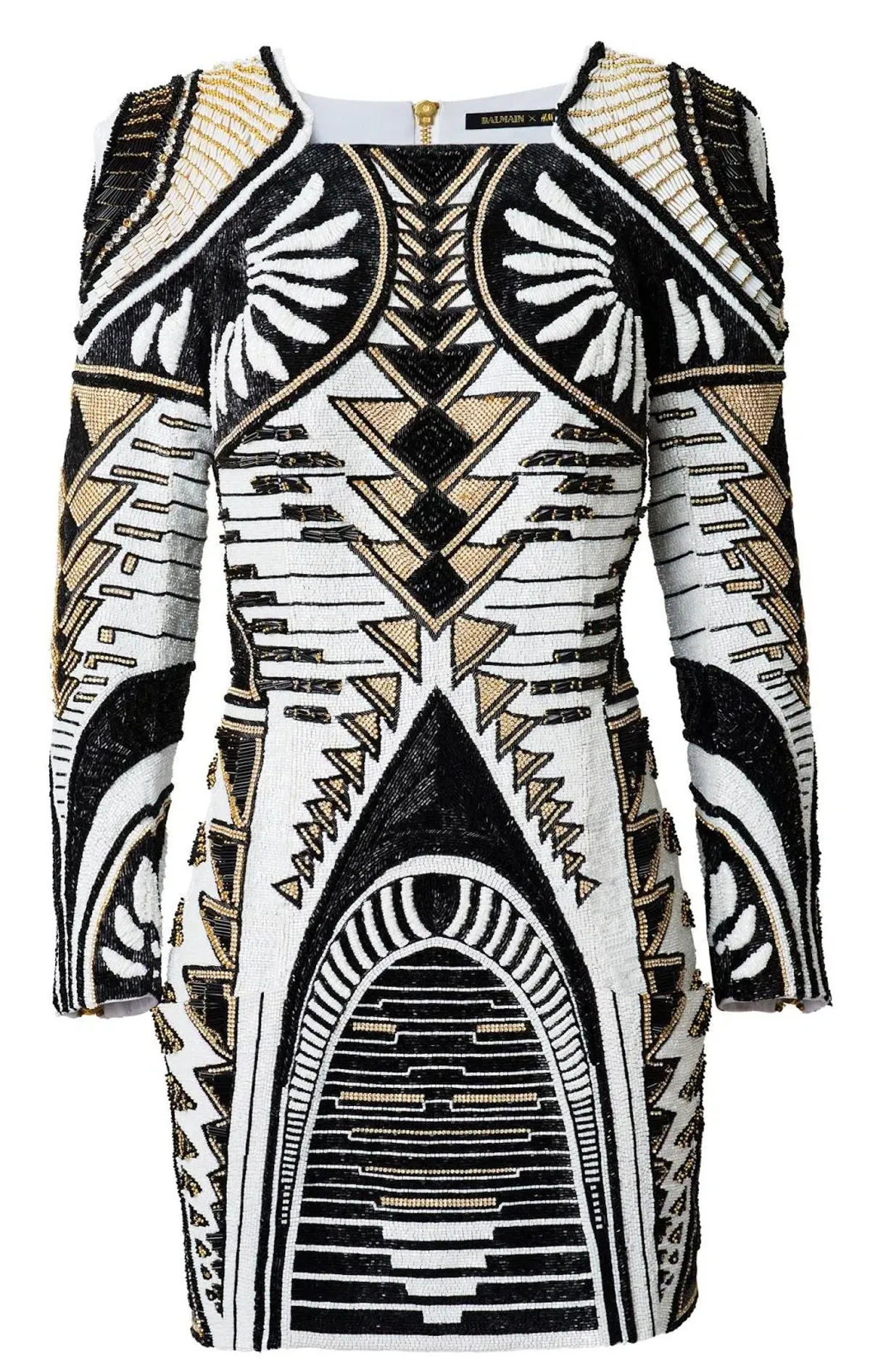 Balmain x H&M Embellished Long Sleeve Mini Dress Beaded Size 10 - Image 4