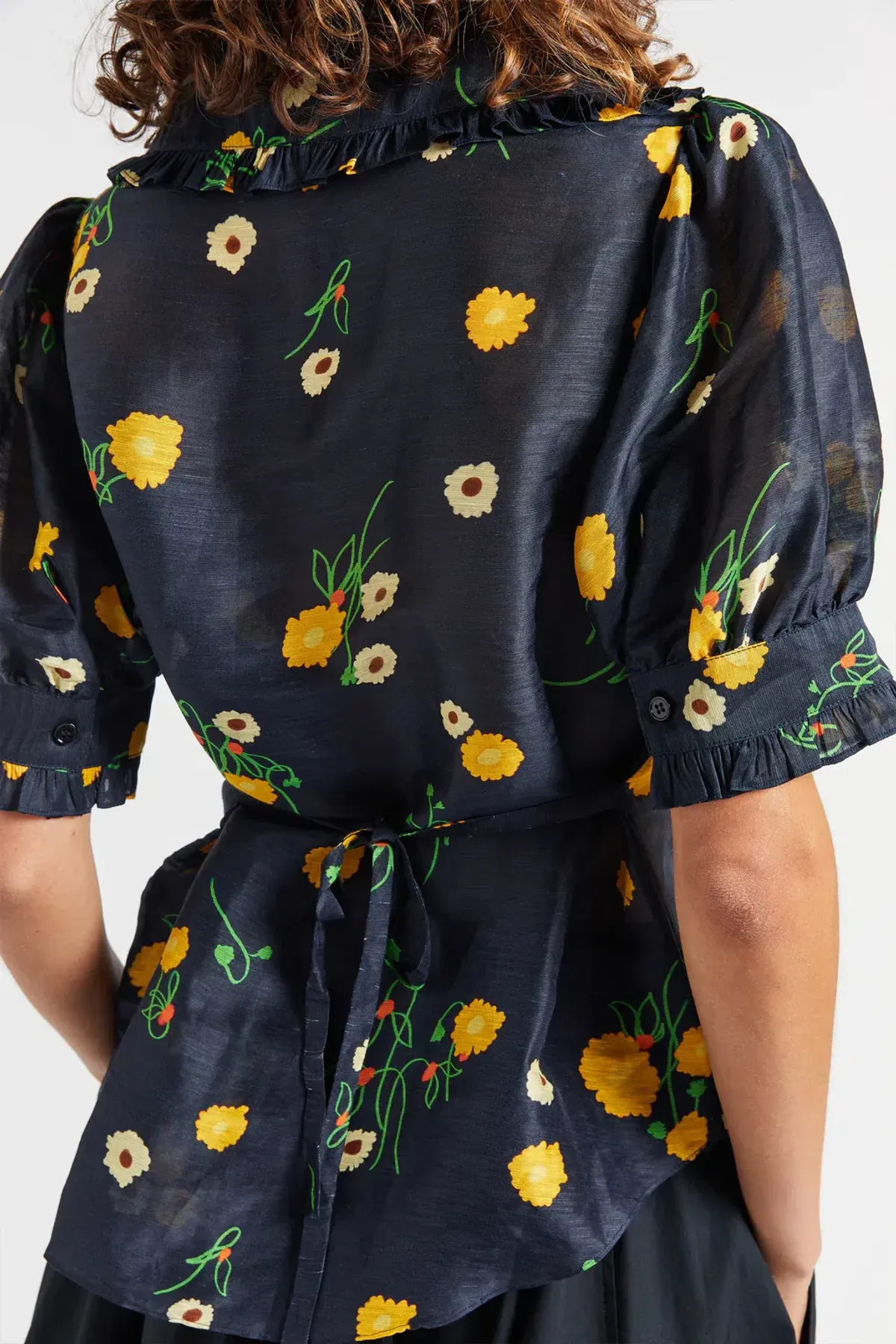 Lee Mathews Ketty Blouse in Navy Floral Size 1/Au 8 - Image 4
