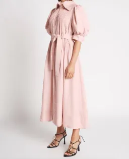Aje Madeleine Belted Midi Dress Dusty Pink Size 16 for rent on The Volte - image 1