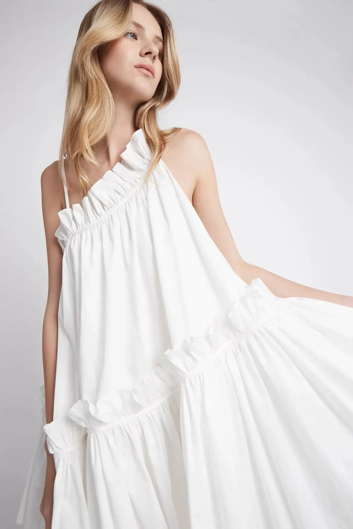 Aje Romance Asymmetric Mini Dress Ivory Size 8 - Image 3
